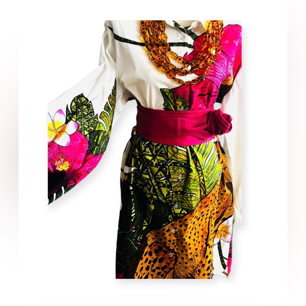 Sassy Jones Multicolor Alexus Animal Print Shirt Dress - Picture 3 of 6